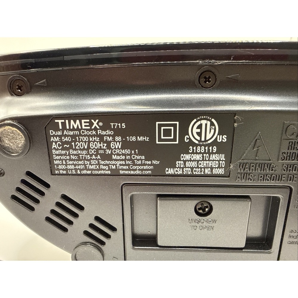 Timex XBBU T715 Redi-Set Dual Alarm Clock AM/FM Radio Large Red Digital Display - Picture 7 of 9